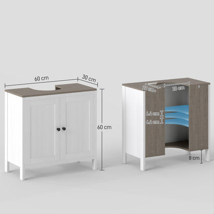 Under Sink Bathroom Storage Cabinet with Adjustable Shelf - Antique White