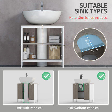 Under Sink Bathroom Storage Cabinet with Adjustable Shelf - Antique White