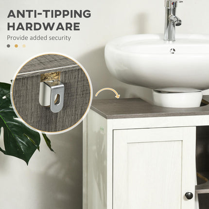 Under Sink Bathroom Storage Cabinet with Adjustable Shelf - Antique White