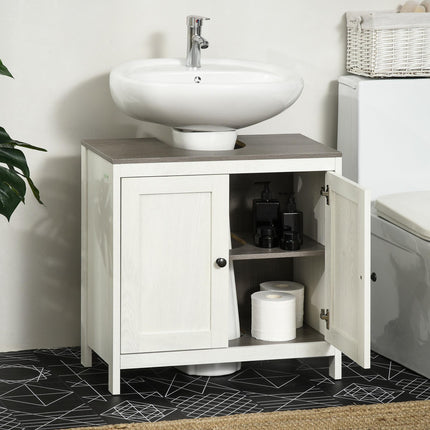 Under Sink Bathroom Storage Cabinet with Adjustable Shelf - Antique White