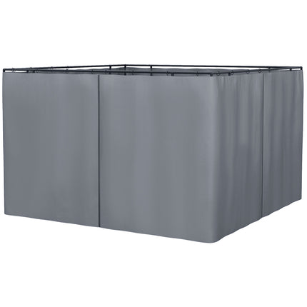 Replacement 4-Panel Gazebo Sidewalls with Zipper for 3 x 3 m Canopy Tent - Dark Grey