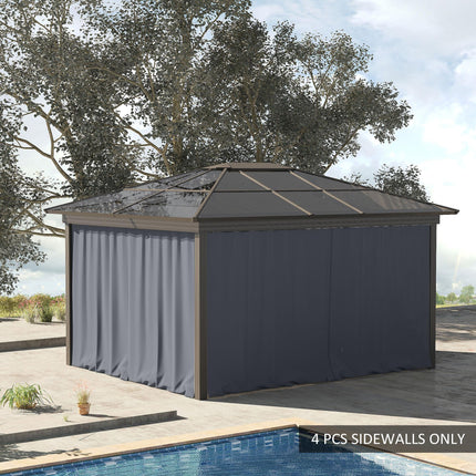 Replacement 4-Panel Gazebo Sidewalls with Zipper for 3 x 3 m Canopy Tent - Dark Grey