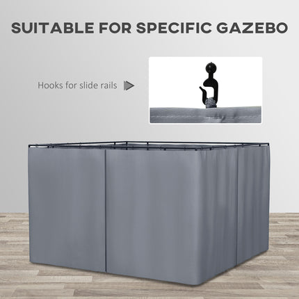 Replacement 4-Panel Gazebo Sidewalls with Zipper for 3 x 3 m Canopy Tent - Dark Grey