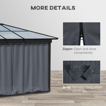 Replacement 4-Panel Gazebo Sidewalls with Zipper for 3 x 3 m Canopy Tent - Dark Grey