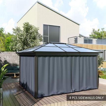 Replacement 4-Panel Gazebo Sidewalls with Zipper for 3 x 3 m Canopy Tent - Dark Grey