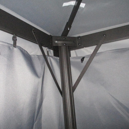 3x4m Aluminium Garden Gazebo with Nets and Curtains Marquee Canopy Shelter Pavilion - Dark Grey