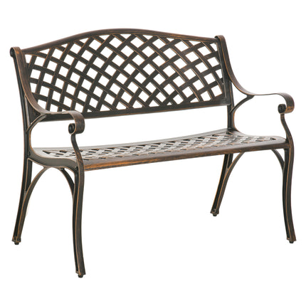 Cast Aluminium 2-Seater Outdoor Garden Bench with Antique Bronze Finish