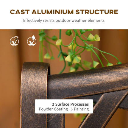 Cast Aluminium 2-Seater Outdoor Garden Bench with Antique Bronze Finish