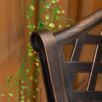 Cast Aluminium 2-Seater Outdoor Garden Bench with Antique Bronze Finish