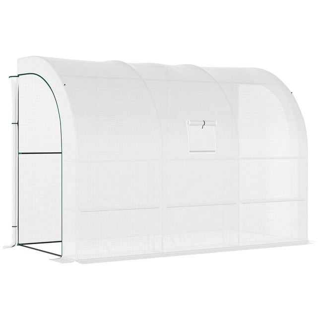 Outdoor Walk-In Greenhouse with 3-Tier Shelves, 1 Piece - White