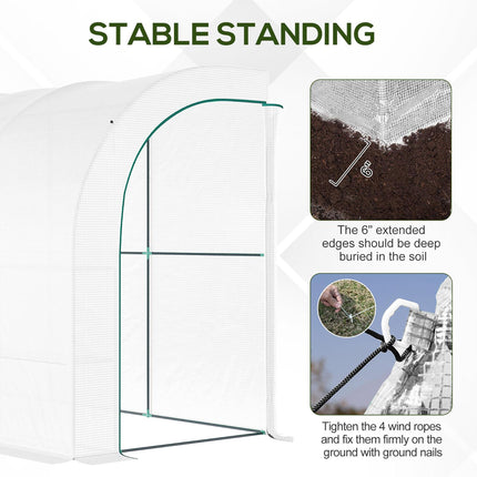 Outdoor Walk-In Greenhouse with 3-Tier Shelves, 1 Piece - White