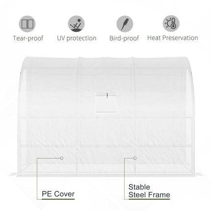 Outdoor Walk-In Greenhouse with 3-Tier Shelves, 1 Piece - White