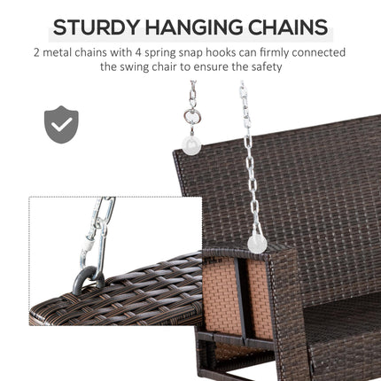 2 Seater Wicker Hanging Loveseat with Cushions - Cream White
