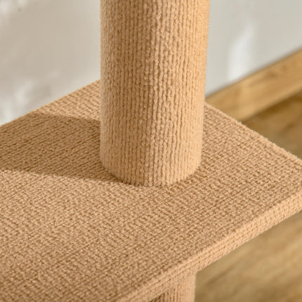 260cm Floor to Ceiling Cat Tree with 3 Perches Flannel Upholstery - Brown