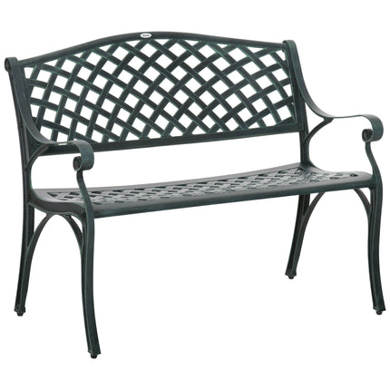 Cast Aluminium 2-Seater Outdoor Garden Bench Antique Patio Loveseat - Verdigris