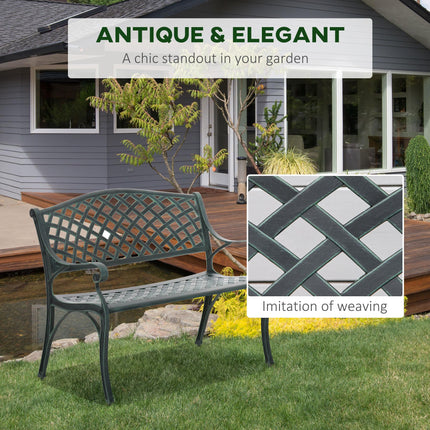Cast Aluminium 2-Seater Outdoor Garden Bench Antique Patio Loveseat - Verdigris