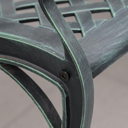 Cast Aluminium 2-Seater Outdoor Garden Bench Antique Patio Loveseat - Verdigris