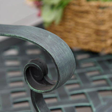 Cast Aluminium 2-Seater Outdoor Garden Bench Antique Patio Loveseat - Verdigris