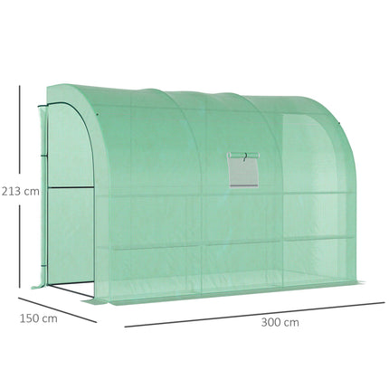 Walk-In Lean-To Greenhouse with 6 Shelves and Windows - Green