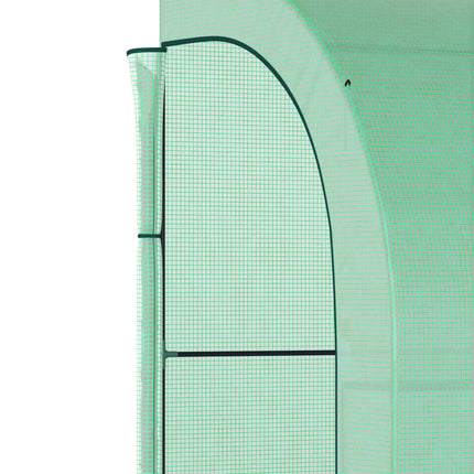 Walk-In Lean-To Greenhouse with 6 Shelves and Windows - Green