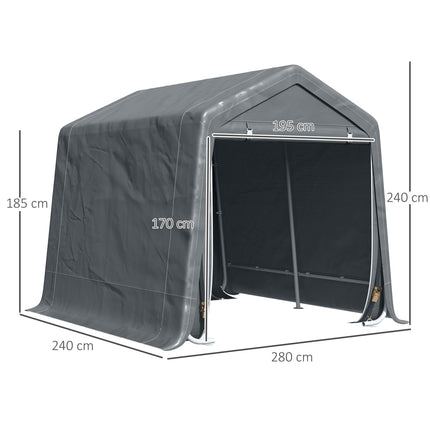 Garden Storage Tent with Metal Frame and Double Zipper Doors - Dark Grey