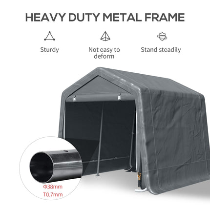 Garden Storage Tent with Metal Frame and Double Zipper Doors - Dark Grey