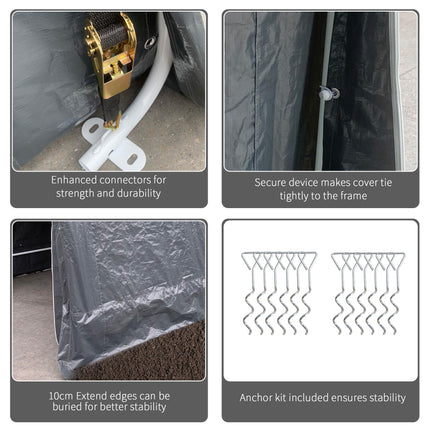 Garden Storage Tent with Metal Frame and Double Zipper Doors - Dark Grey