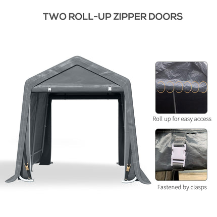 Garden Storage Tent with Metal Frame and Double Zipper Doors - Dark Grey