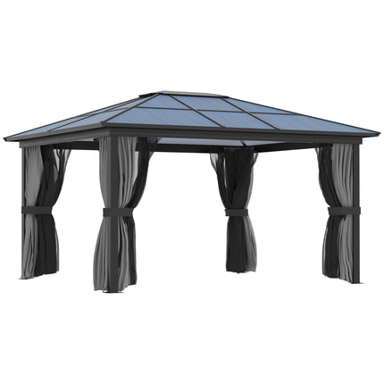 4 Metre Hardtop Gazebo Set with Aluminium Frame and UV Resistant Roof - Black and Dark Grey