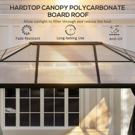 4 Metre Hardtop Gazebo Set with Aluminium Frame and UV Resistant Roof - Black and Dark Grey