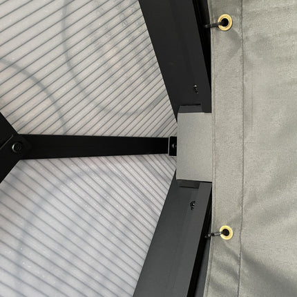 4 Metre Hardtop Gazebo Set with Aluminium Frame and UV Resistant Roof - Black and Dark Grey