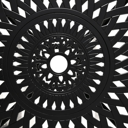78cm Round Garden Dining Table with Parasol Hole Antique Cast Aluminium - Black