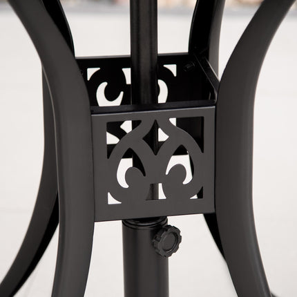 78cm Round Garden Dining Table with Parasol Hole Antique Cast Aluminium - Black