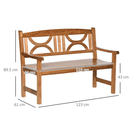2 Seater Wooden Garden Bench with Weather-Resistant Natural Finish