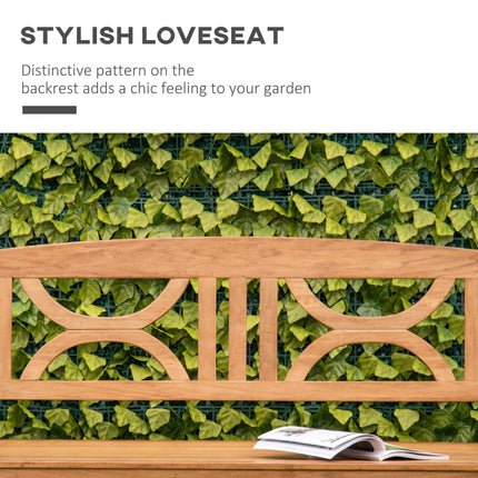 2 Seater Wooden Garden Bench with Weather-Resistant Natural Finish