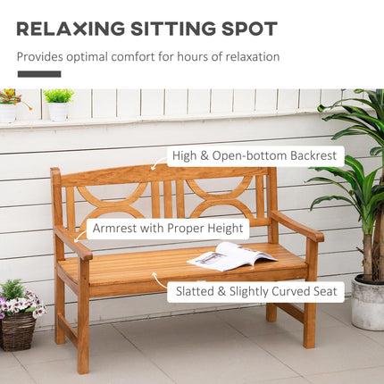 2 Seater Wooden Garden Bench with Weather-Resistant Natural Finish