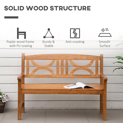 2 Seater Wooden Garden Bench with Weather-Resistant Natural Finish