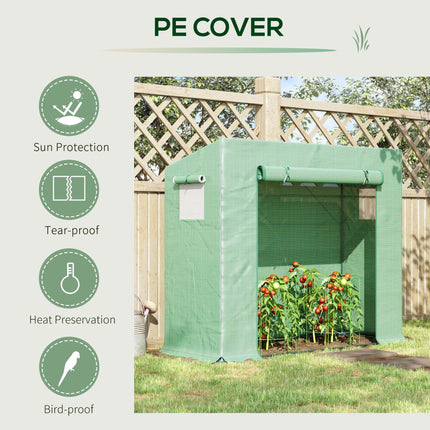 Walk-In Garden Greenhouse with Steel Frame, PE Cover & Zipper Door - Green