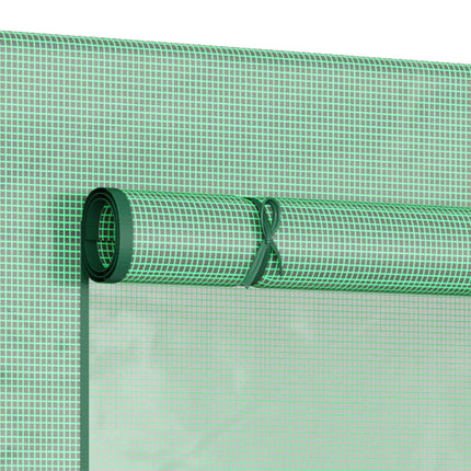 Walk-In Garden Greenhouse with Steel Frame, PE Cover & Zipper Door - Green