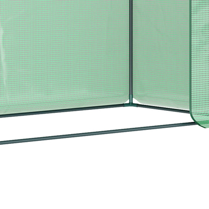Walk-In Garden Greenhouse with Steel Frame, PE Cover & Zipper Door - Green