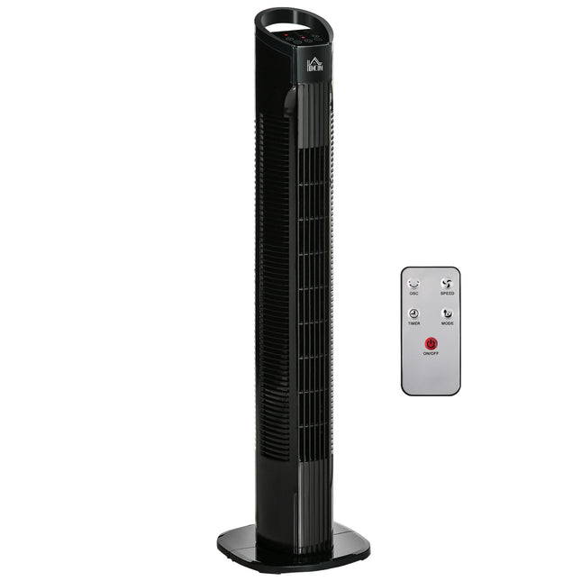 Freestanding Tower Fan with 3 Speeds, 3 Modes, 7.5h Timer & 70° Oscillation - Black