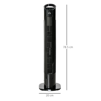 Freestanding Tower Fan with 3 Speeds, 3 Modes, 7.5h Timer & 70° Oscillation - Black
