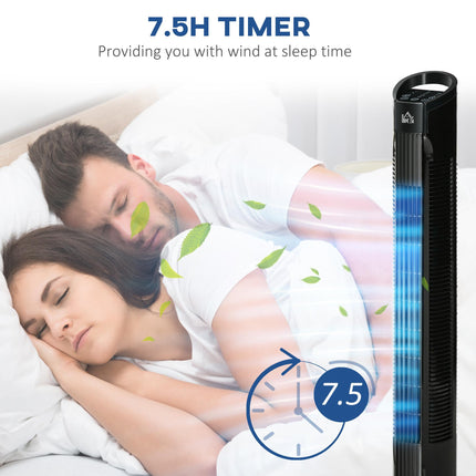 Freestanding Tower Fan with 3 Speeds, 3 Modes, 7.5h Timer & 70° Oscillation - Black