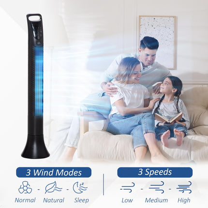 36'' Freestanding Tower Fan with 3 Speeds, 3 Modes, 7.5h Timer & 70° Oscillation - Black