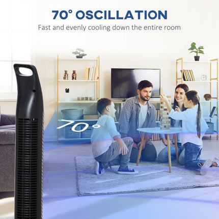 36'' Freestanding Tower Fan with 3 Speeds, 3 Modes, 7.5h Timer & 70° Oscillation - Black