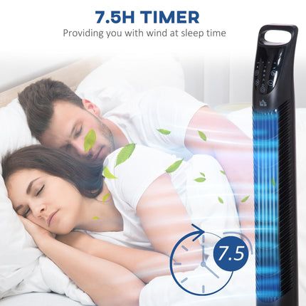 36'' Freestanding Tower Fan with 3 Speeds, 3 Modes, 7.5h Timer & 70° Oscillation - Black