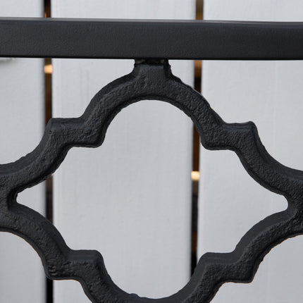 2 Seater Cast Iron Garden Bench with Armrests - Matte Black