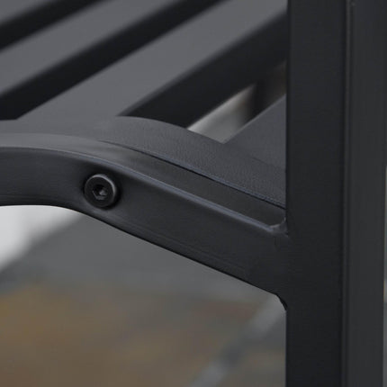2 Seater Cast Iron Garden Bench with Armrests - Matte Black