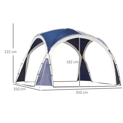 3.5 x 3.5M Outdoor Gazebo Marquee Tent Garden Sun Shelter Pavilion - Blue and Grey