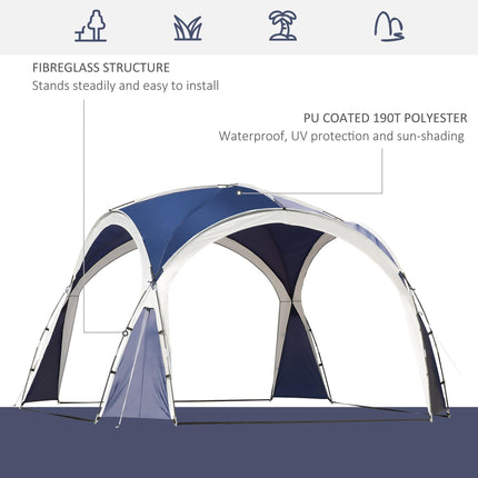 3.5 x 3.5M Outdoor Gazebo Marquee Tent Garden Sun Shelter Pavilion - Blue and Grey